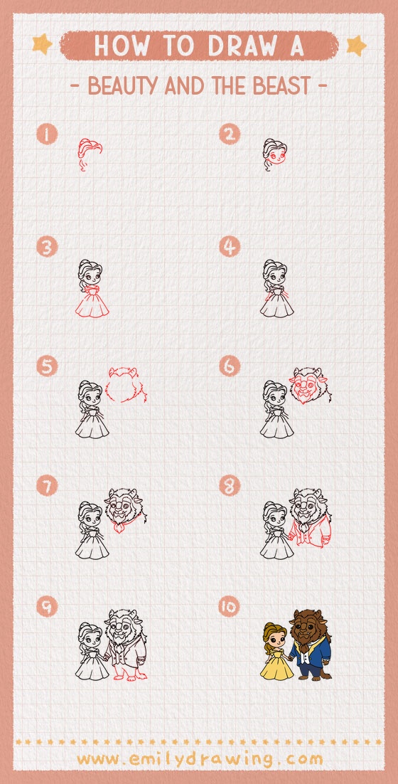 how to draw a beauty and the beast pinterest pin